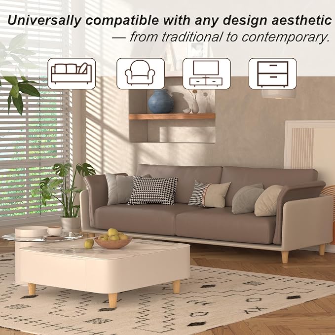 4 Inch Rubberwood Furniture Legs Set of 4 - Solid Wood Couch & Sofa Legs Replacement,Feet for Ottoman Loveseat Table Cabinet Bed Suport Foot - Vernished Wooden Legs