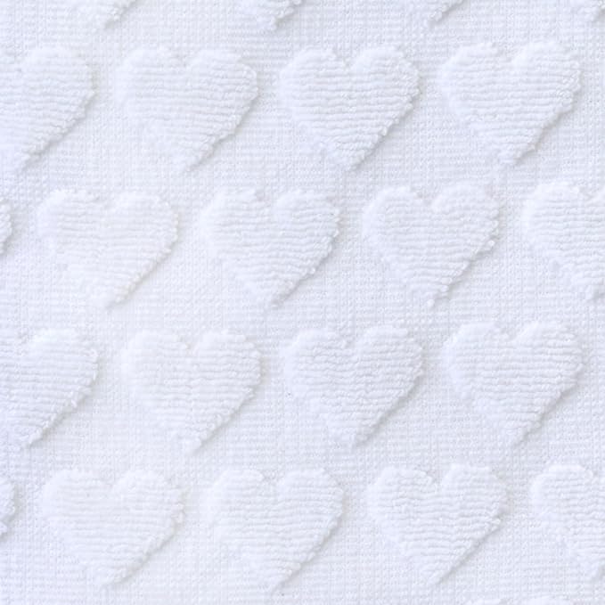 SKL Home Valentine's Day Heart Jacquard 100% Cotton 2pc Hand Towel Set, Decorative for Bath/Kitchen/Bar & Gift, White