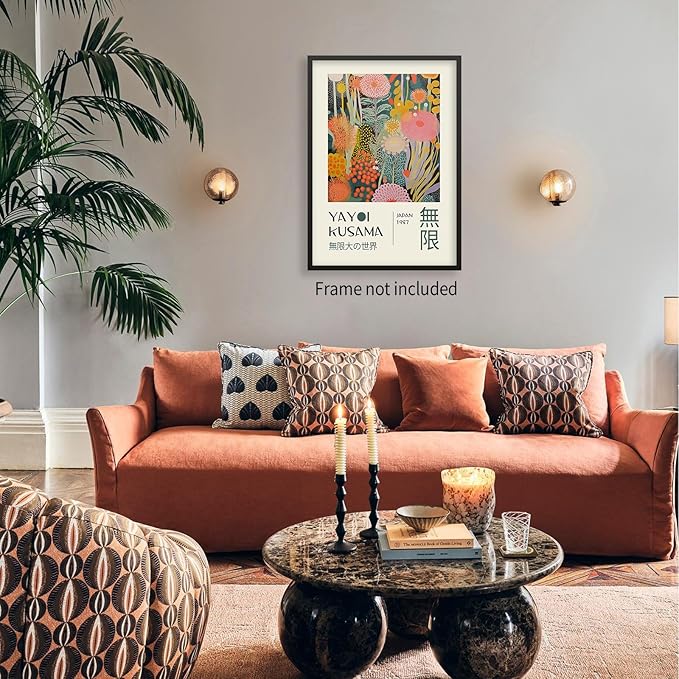 Abstract Yayoi Kusama Posters Japanese Wall Art Vintage Tokyo Aesthetic Prints Yayoi Kusama Inspired Japanese Gallery Wall Art for Stylish Room Bedroom Living Room Decor 11x14in Unframed