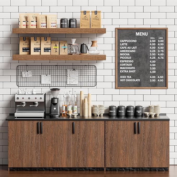 Floating Shelves for Wall,Walnut 32 Inch Floating Shelves Set of 2,9.3" Deep Wall Shelves for Bathroom Bedroom Living Room Kitchen Office,Wall Mounted Shelves for Books Storage Room,Home Decor