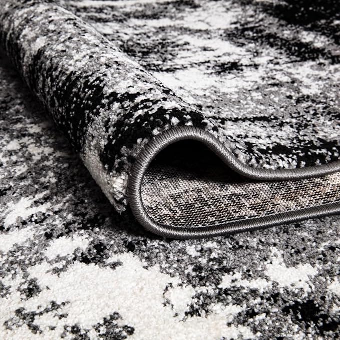 Keen Home Design Area Rugs - 2x14 Non-Shedding, Abstract Rugs for Kitchen, Living Room, Bedroom, Dining Room, Entryway - Size: 2'8" x 14', Abstract Black