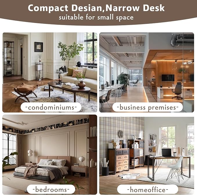 SoarFlash 39 Inch Small Computer Desk with Drawer, Mid-Century Modern Writing Desk with Solid Wood Legs - Compact Home Office Desk & Makeup Vanity for Small Space, Bedroom Study Table in Brown