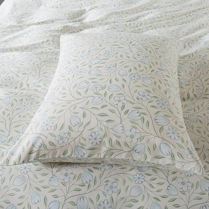 HoneiLife Floral Duvet Cover King - 100% Cotton Comforter Cover, Soft & Breathable Bedding Duvet Cover Sets with Zipper Closure & Corner Ties, 3-PC Wildflower Comforter Cover Sets, Early Summer