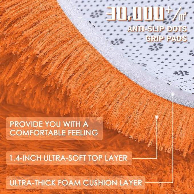 OLANLY 2x4 Machine Washable Runner Rugs for Hallway, Soft Fluffy Shaggy Bedside Rugs for Bedroom, Living Room, Indoor Floor Carpet for Kids Girls and Boys, Nursery Rooms, Home Decor Aesthetic, Orange
