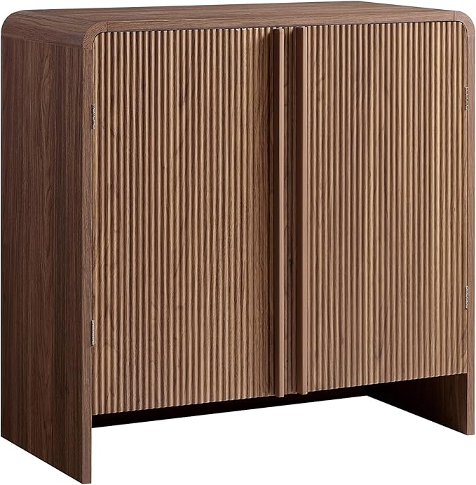 AMERLIFE Fluted Buffet Cabinet with Storage, Modern Sideboard Cabinet with 2 Doors & Adjustable Shelf, Console Table & Credenza for Living Room, Dining Room & Entryway, Brown