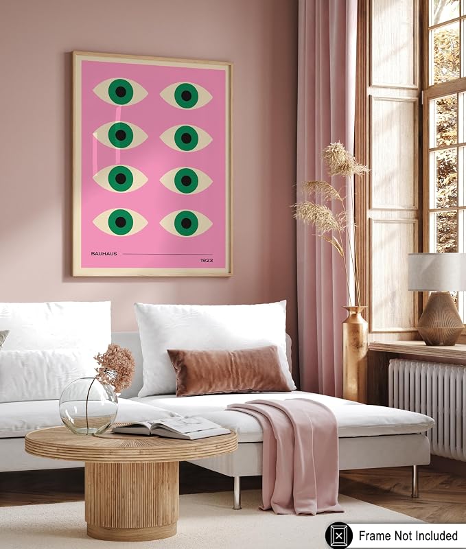 Poster Master Bauhaus Poster - Green Eyes Print - Graphic Design Art - Geometric Art - Chic Boho Art - Mid Century Modern Art - Abstract Art - Living Room or Bedroom Decor - 16x20 UNFRAMED Wall Art