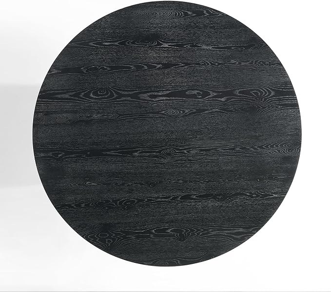 59" Black Round Dining Table, Mid-Century Modern Round Kitchen Table for 4-5 6 8 People, Large Dining Table for Home Dining Room Kitchen Living Room Restaurant Furniture