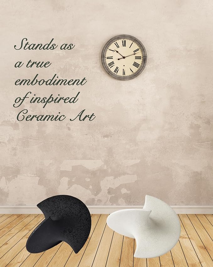 UPWOIGH Large Black Ceramic Inspired Art, 8.6x9.45x8.6 in Handmade Statues Personalized Ceramic Balancing Sculpture for Living Room,Table Décor,1Pack