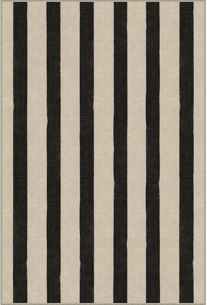 Black and White Striped Outdoor Rug - 2x3 Non-Slip Front Door Mat Outside Entrance Washable Doormat Indoor Outdoor Entry Rug Small Layered Rugs for Entryway Kitchen Front Porch Decor