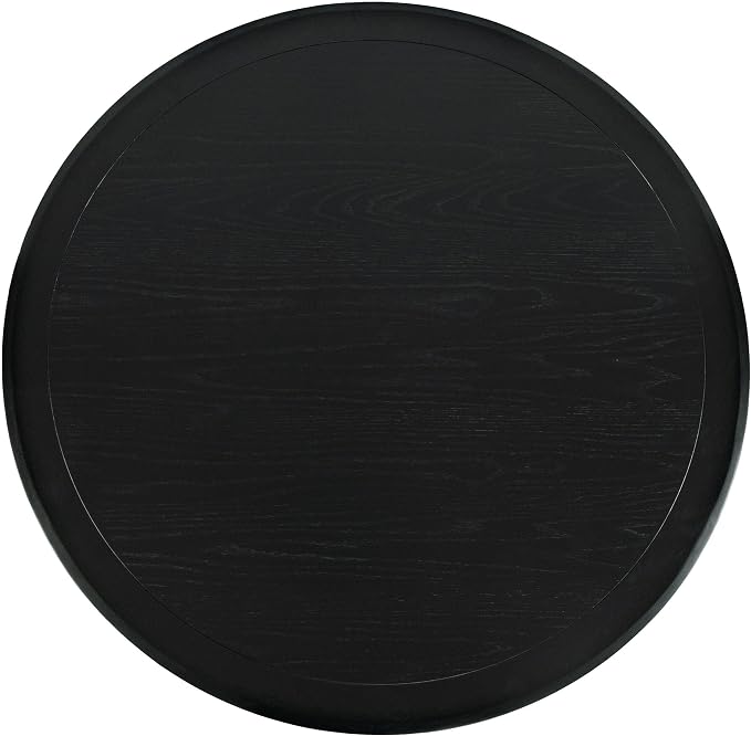 Jofran Nash Mid-Century Modern Round Pedestal Dining Table, Wood Kitchen Table for Dining Room, Black, 30" Dining Height