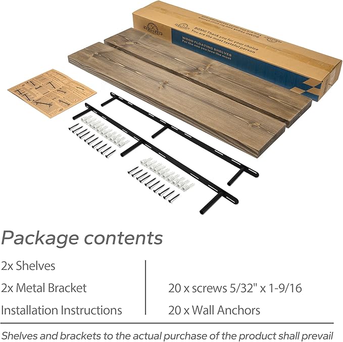 BGMG Wood Floating Shelves for Wall 54 inch Set of 2,Dark Walnut Floating Shelves,Solid Wood Wall Mount Shelves for Bathroom Living Room Bedroom Kitchen Farmhouse -54x6.7x1.75 inch