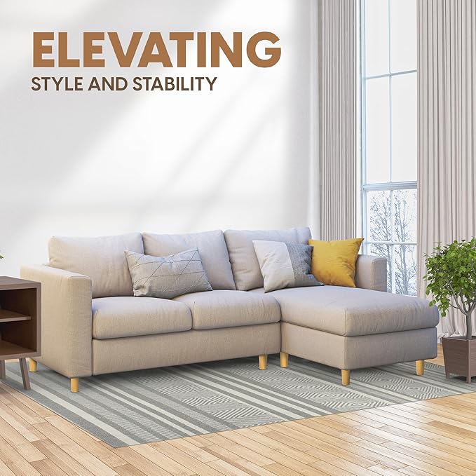 Yes4All 6 Inches Round Natural Solid Wood Furniture Legs Set of 4, Heavy Duty 800 Lbs Capacity Furniture Legs with Leveler, Replacement Legs for Furniture, Couch, Sofa, Dresser, Ottoman