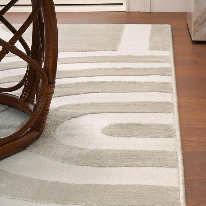 JONATHAN Y Sun Two-Tone High-Low Indoor Area Rug 5X8 Beige/Cream, Aelius MidCentury Scandinavian Abstract for Living Room, Bedroom, Kitchen, Easy-Cleaning, Pet-Friendly, Non-Shedding SND101A-5