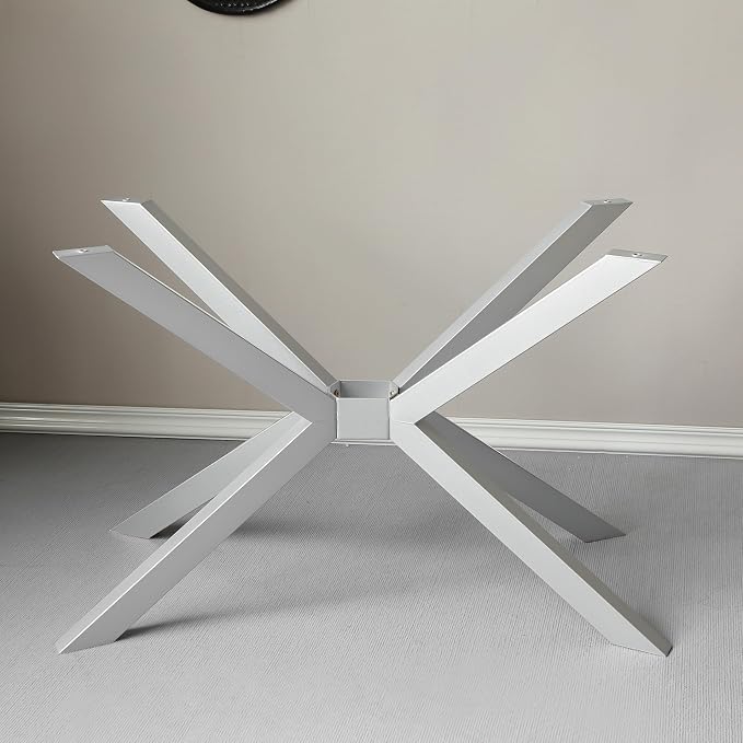 Modern Table Base 29" Metal Dining Table Legs with Suction Cups, Desk Base for Marble,Glass,Wood Top, Furniture Legs for Coffee Table,Home,Kitchen, Office (Silver)