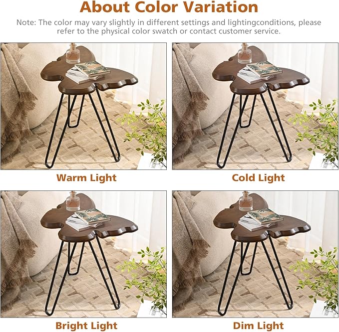 Butterfly Accent Side Table Set of 2, Walnut Brown MDF Wood Top & Black Hairpin Legs, Small Modern End Table,21.75" Tall for Living Room, Bedroom or Small Spaces