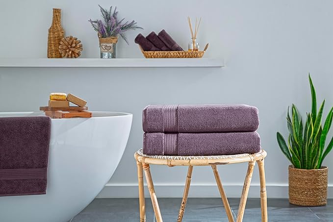 Ozdilek 2-Piece Bath Towels, 30x60 550GSM– 30x60 Inches, 100% Turkish Cotton, Luxury Quick Dry, Extra Large, Fade-Resistant, Eco-Friendly, Spa Towel, Cotton Towel (Orchid Purple)