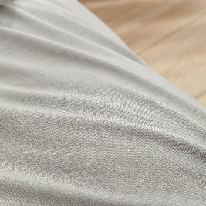 BESTOUCH Duvet Cover Set 100% Washed Cotton Linen Feel Super Soft Comfortable Chic Lightweight 3 PCs Home Bedding Set Solid Light Grey Alaska King