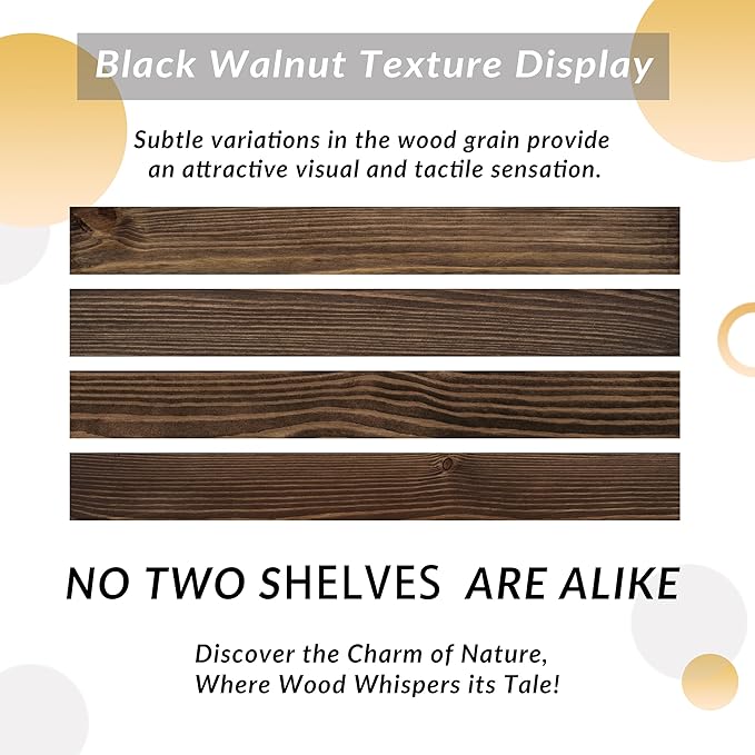 Walnut Floating Shelves 60 Inch Long 8-in Deep Set of 2, High End Real Solid Wood Floating Shelves for Wall,Suitable for Kitchen and Coffee Bar, with Sturdy Hidden Bracket