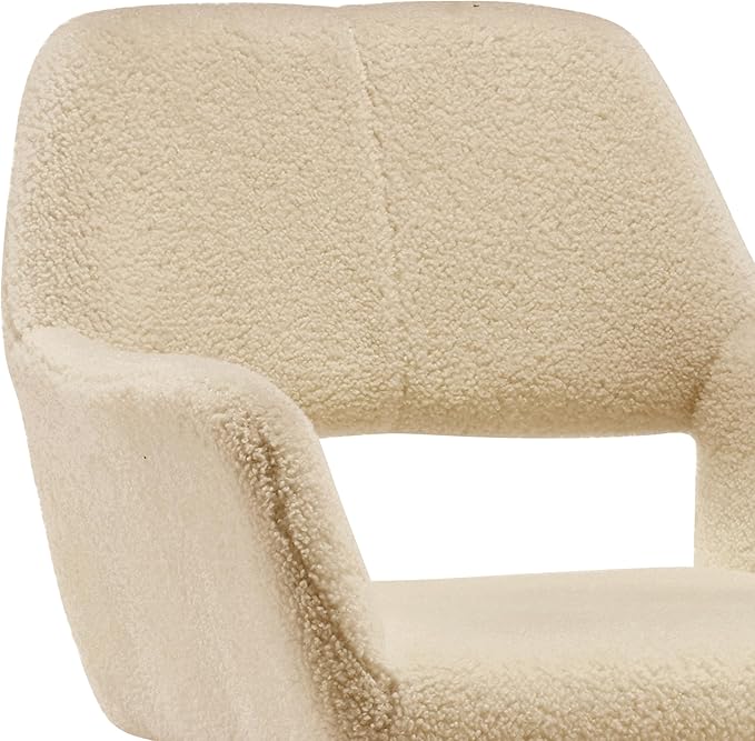 Desk Chair No Wheels Vanity Chair Comfy Accent Chair for Living Dining Room Bedroom Home Office Mid Century Modern Upholstered Armchair Sofa (Wool Light Khaki, 1)