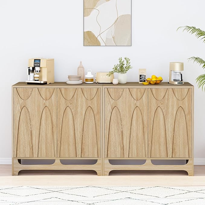 Sideboard Buffet Cabinet with Storage, 31.5” Mid Century Modern Storage Cabinet with Adjustable Shelf and 2 Doors for Dining Room, Living Room,Entry