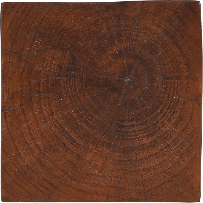 ø12.5'' Square Hourglass Side Table End Table for Living Room, Modern Retro Style, Magnesium Oxide & Light Weight for Indoor & Outdoor, No Assembly, Wood Grain, Dark Brown