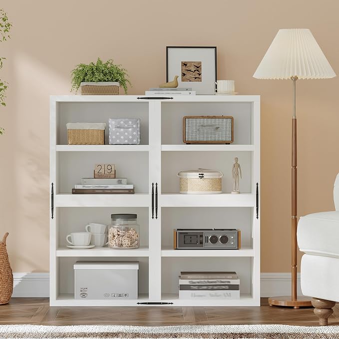 Homkdom 2 Cube Storage Organizer with 2 Removable Open Shelves, DIY Bookcase with Anti-Tip Design, Stackable Cube Shelf for Bedroom, Office, Dorm, White