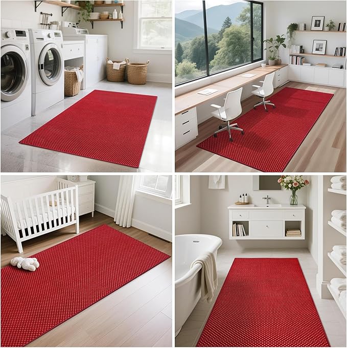 2x3 ft Indoor Door Mat Entryway Rug Non Slip Boho Woven Washable Small Area Rugs Runner, Front Entry Rug Entrance Doormat for Hall Porch Bathroom Kitchen Bedroom Easy Clean, Red 24"x36"