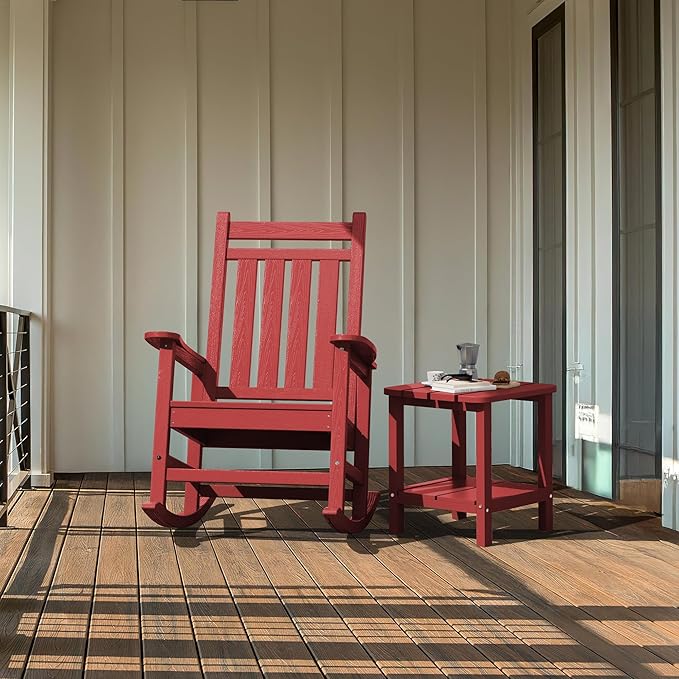 SERWALL Double Adirondack Side Table Set of 6, End Table- Red
