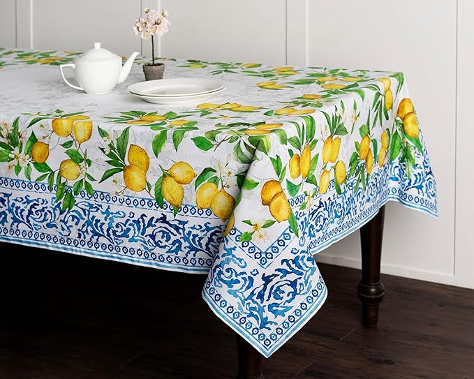 Maison d' Hermine Table Cloth Rectangle Table 100% Cotton 60 x 90 Inches Tablecloth Reusable Decorative for Dining Room Farmhouse Home Valentines Day Decorations Spring Summer - Cedrat