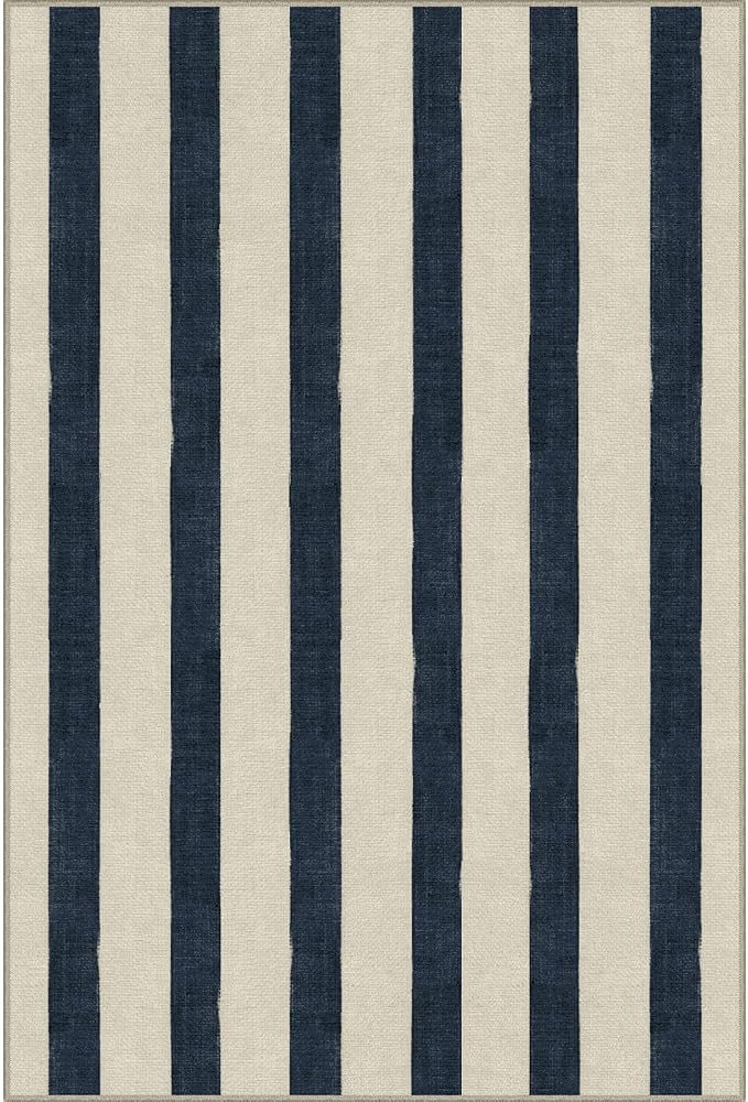 Blue and White Striped Outdoor Rug - 2x3 Non-Slip Front Door Mat Outside Entrance Washable Doormat Indoor Outdoor Entry Rug Small Layered Rugs for Entryway Kitchen Front Porch Decor