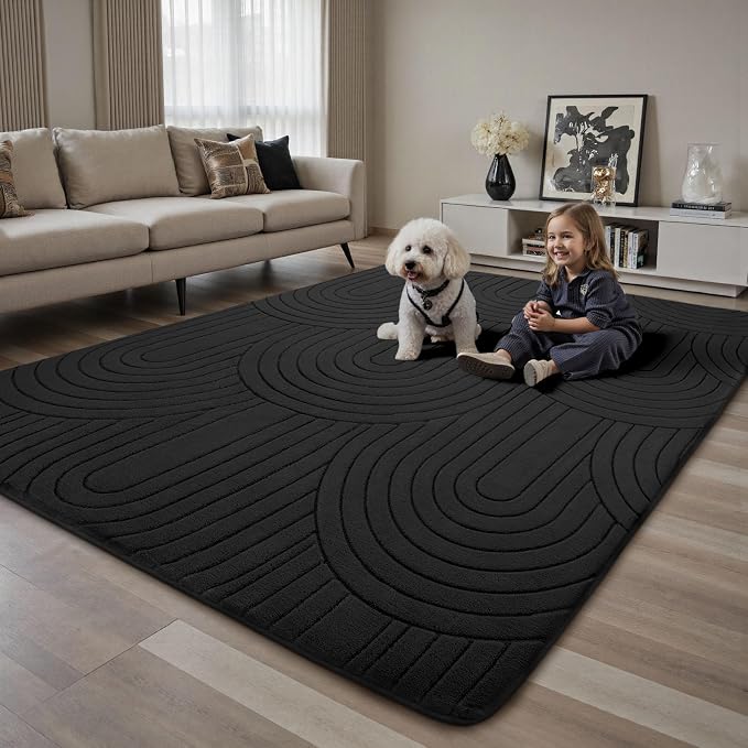 Sour Lemon 8x10 Area Rugs for Living Room,Soft Large Area Rug Modern Annualrings Rugs Machine Washable Area Rug,Non-Slip Rug Carpet for Bedroom Under Dining Table Home Office Decor