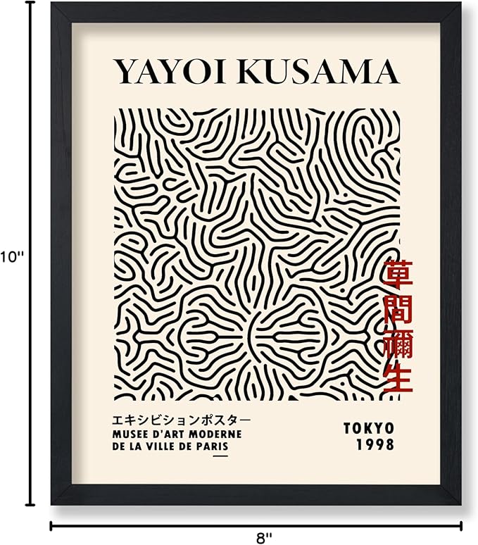 Poster Master Vintage Poster - Retro Pop Art Print - Gift for Artist, Friend - Nets, Tokyo, Black, Modern, Abstract Line - Wall Decor for Living Room, Office, 8x10 Black Framed