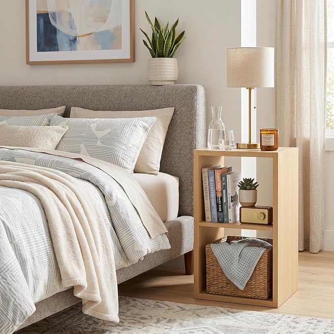 Endearing Limons【2026 Wooden Thick Border】 2 Cube Shelf Storage Organizer with Anti-Tipping Kits + Reversible Open Back Bookcase (11 * 11 Unit Cell Oak)