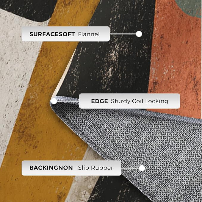 Mid Century Modern Rugs for Bedroom Decor, 4x6 ft, Abstract Geometric Area Rugs for Living Room, Soft Non Slip Washable Geo MCM Carpet Home Decorations Dt-Ghf-28