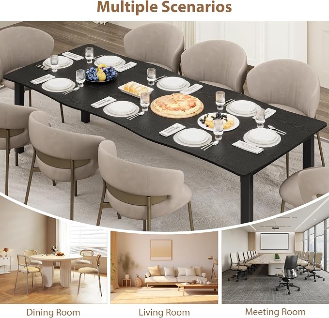 Garvee Dining Room Table for 6-8 People, 79” Dining Table, Rectangular Kitchen Table with Iron Legs, Quick Assembly, 300 Lbs Capacity, for Dining Room, Kitchen and Living Room, Black