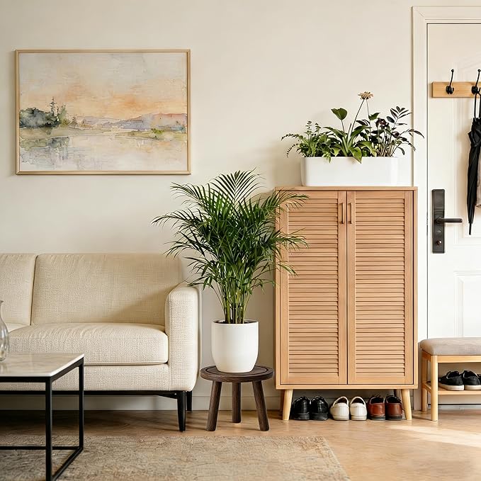Wood Plant Stands Indoor, 1-Pack Single Plant Stand for 6-12 Inch Pots, Mid-Century Modern Plant Stool, Tall Wooden Plant Stand for Large Plants Perfect Fit for Living Room, Balcony, Office (Dark Brown)