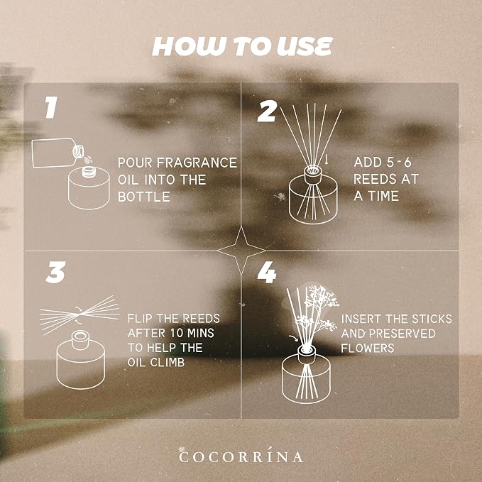 COCORRÍNA Refill - Sandalwood Rose 6.7 Fl.oz Reed Diffuser Refill with 8 Sticks