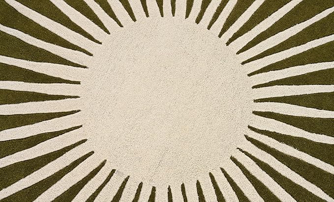 Modern Round Area Rug – Hand-Tufted with 100% NZ Wool, Thick & Soft Circular Carpet for Living Room, Bedroom & Dining Room Decor (Moss Green, 8' Round)