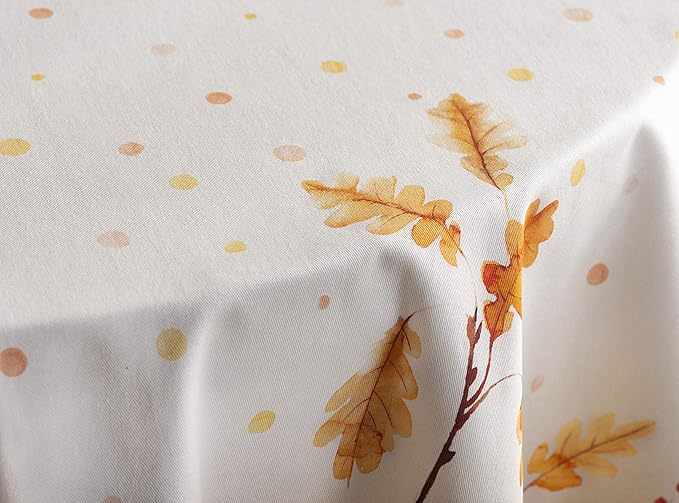 Maison d' Hermine Table Cloth Round Table 100% Cotton 69 Inches Fall Tablecloth Reusable Everyday Use for Thanksgiving Christmas Decorations Dining Farmhouse Party (Oak Leaves)