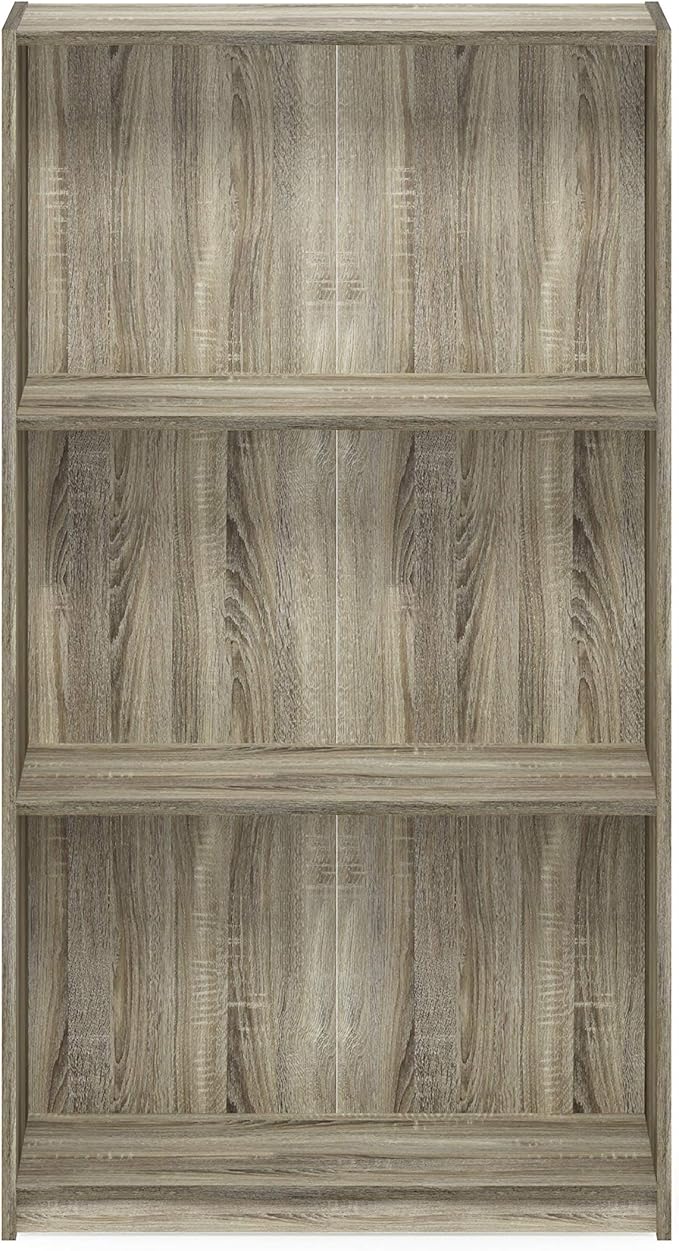 Furinno BASIC Book Shelf, 3-Tier Modern Bookshelf, Bookcase with Open Shelves, 9.3 x 21.8 x 39.5, for Living Room, Bedroom, Home Office, Sonoma Oak