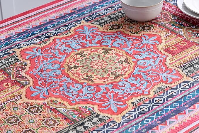 Maison d' Hermine Table Cloth Square Table 100% Cotton 60 x 60 Inches Fall Tablecloth Reusable Everyday Use for Thanksgiving Christmas Decorations Dining Farmhouse Party (Ispahan)