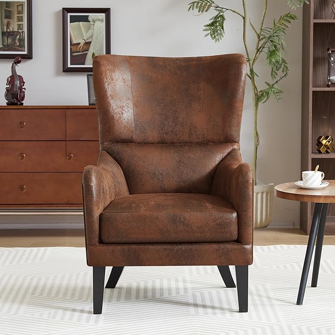 2 Piece Mid-Century Modern Accent Chairs, 27" Wide Wingback Club Chair Set of 2 with Nailhead Trim, Fabric Reading Living Room Side Chair,Single Armchair Sofa