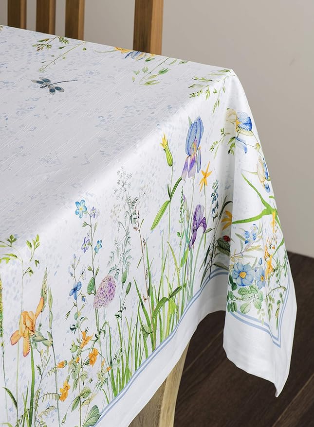 Maison d' Hermine Table Cloth Rectangle Table 100% Cotton 70 x 120 Inches Tablecloth Reusable Decorative for Dining Room Farmhouse Home Valentines Day Decorations Spring Summer - Fleurs De Mai
