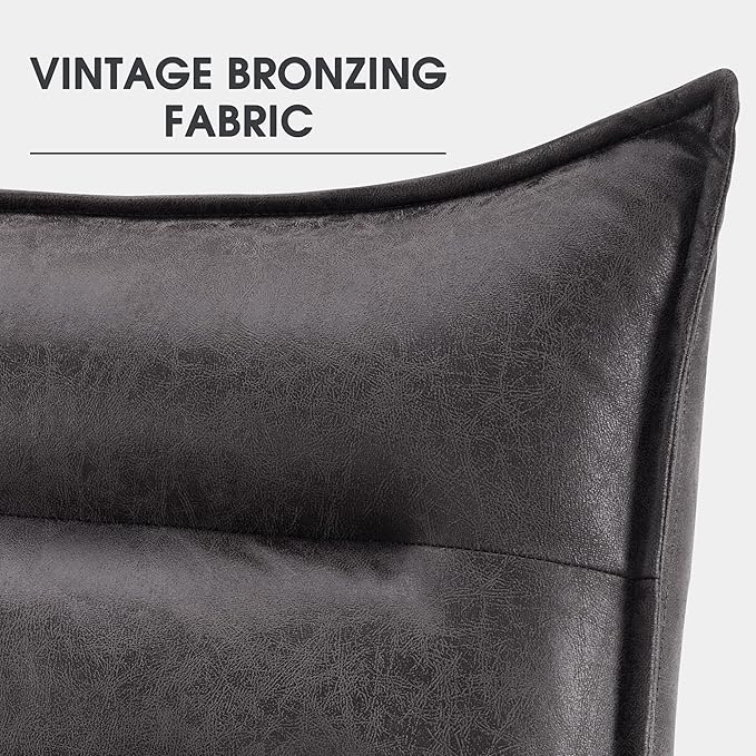 MCombo Wingback Accent Chair with Ottoman, Modern Bronzing Fabric Upholstered Club Chair for Small Space, Living Room 4400 (Dark Grey)