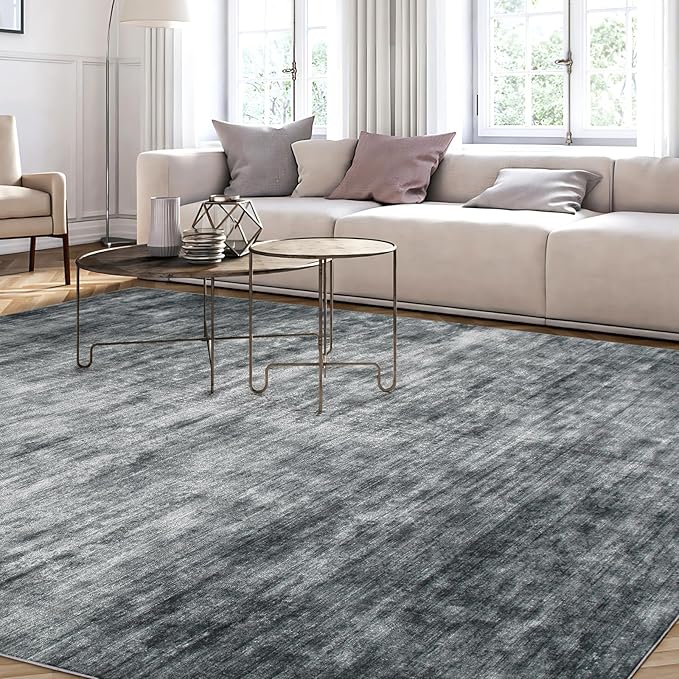 WILLSUN Washable Area Rugs, 8x10 Non-Slip Boho Large Area Rugs for Living Room, Bedroom, Machine Washable Vintage Rug, Indoor Floral Print Carpet for Home Decor, Kid & Pet Friendly Mat