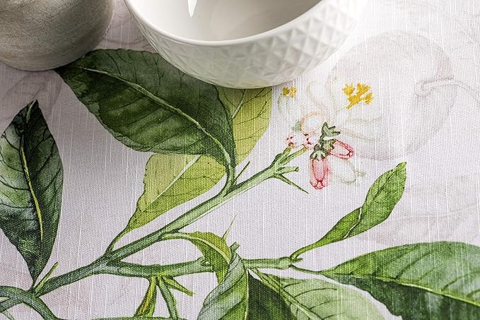 Maison d' Hermine Table Cloth Round Table 100% Cotton 63 Round Inches Tablecloth Reusable Decorative for Dining Room Farmhouse Home Valentines Day Decorations Spring Summer - Limoncello