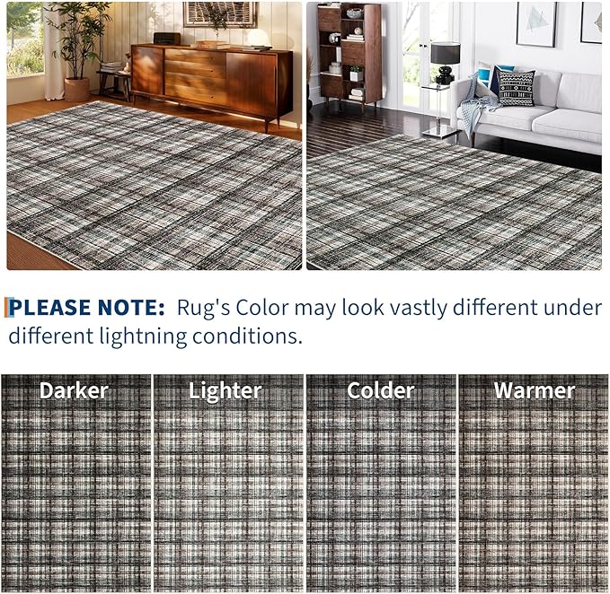 Washable Rug 10x13 Area Rug for Living Room Modern Non Slip Throw Rugs Large Area Rug for Bedroom Low Pile Soft Stain Resistant Carpet for Dining Room Classroom Rug 10'x13' Teal&Dark Brown