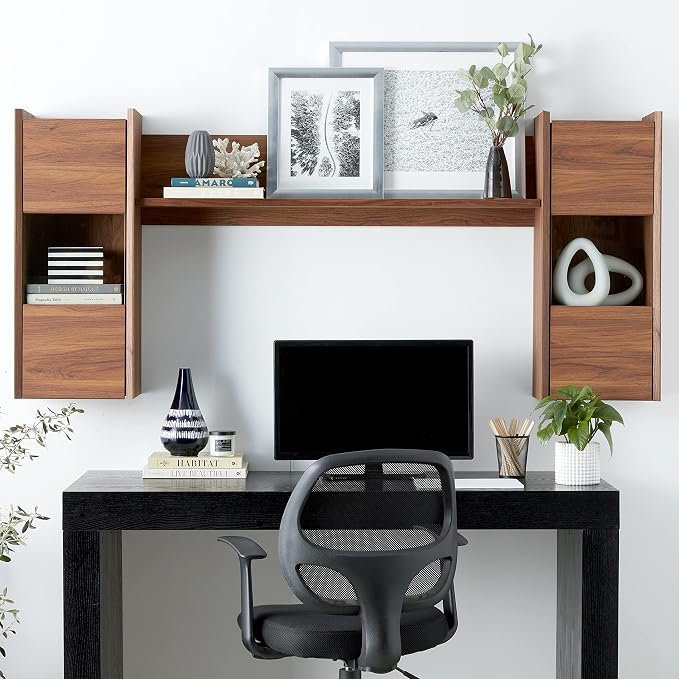 Modway EEI-3436-WAL Visionary Wall Mounted Shelves, Walnut
