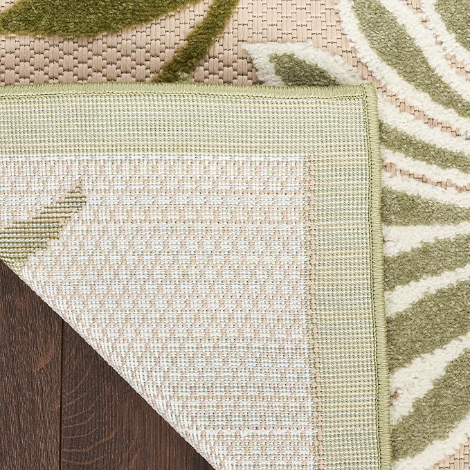 Nourison Home Aloha Ivory Green 2' x 6' Area Rug - Easy Clean, Non Shedding, Bed Room, Living Room, Dining Room, Kitchen (6' Runner)