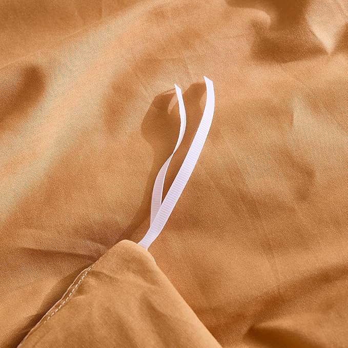100% Washed Cotton Duvet Cover King Size – Burnt Orange, Linen-Like Texture, Super Soft & Breathable Bedding Set, 3-Piece Durable Percale Comforter Cover